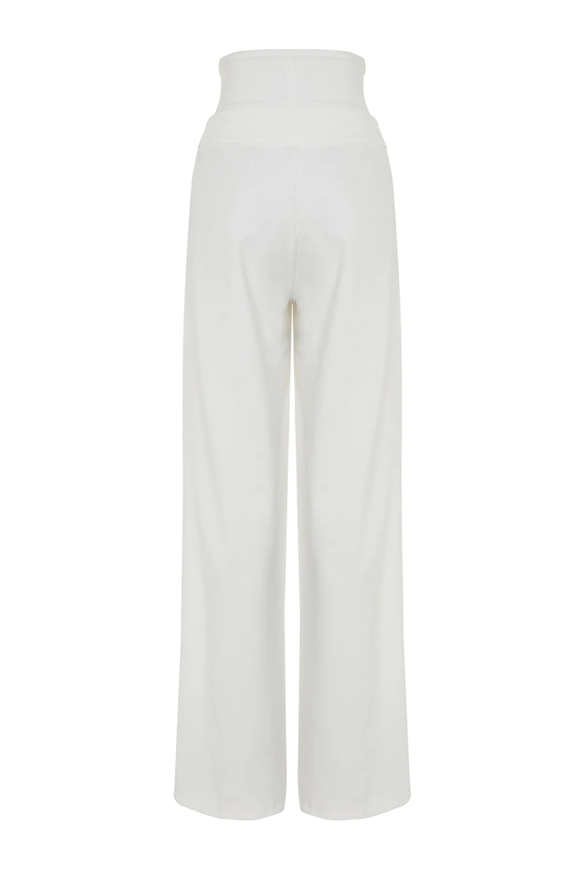 Trendyol Collection  Ecru gewebte Hose mit Korsettdetail TPRSS23PL00033