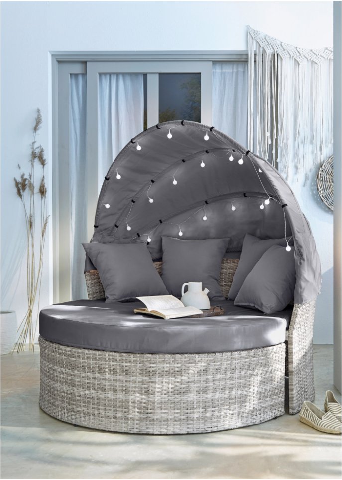 Gartensofa rund mit Canopy mit LED