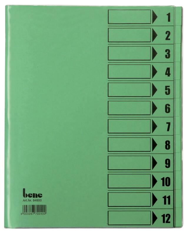 Bene Ordnungsmappe DIN A4 Grün Hartpappe (RC) 12-teilig 24,4 x 31,2 cm