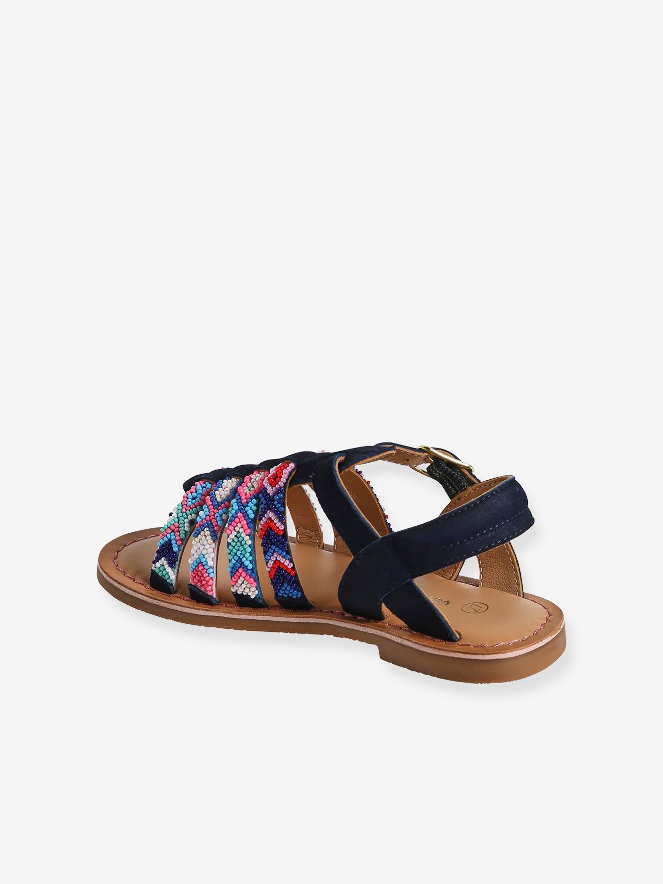 Vertbaudet Mädchen Sandalen mit Perlen - set blau