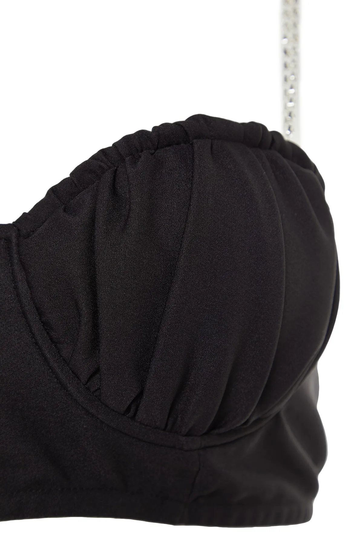 Trendyol Collection  Schwarzes, bauchfreies, gefüttertes, gewebtes Bustier mit glänzendem Stein TPRSS23BS00047