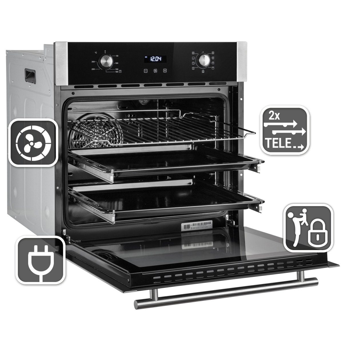 KKT KOLBE Backofen-Set KKT KOLBE Backofen und Induktionskochfeld SET8010IND59B, mit 2-fach Teleskopauszug, Heißluft / Grill-/Bratsystem / Automatik-Timer / Teleskopauszüge