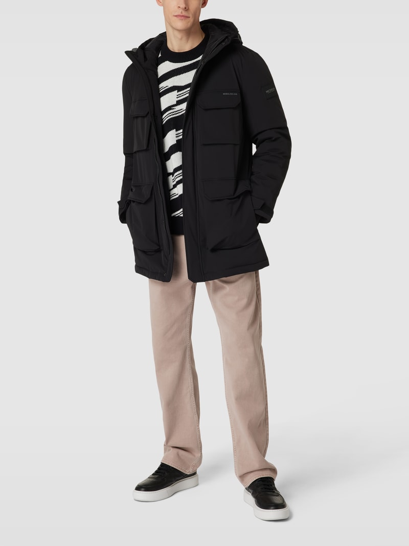 Parka mit Reißverschlusstaschen in schwarz