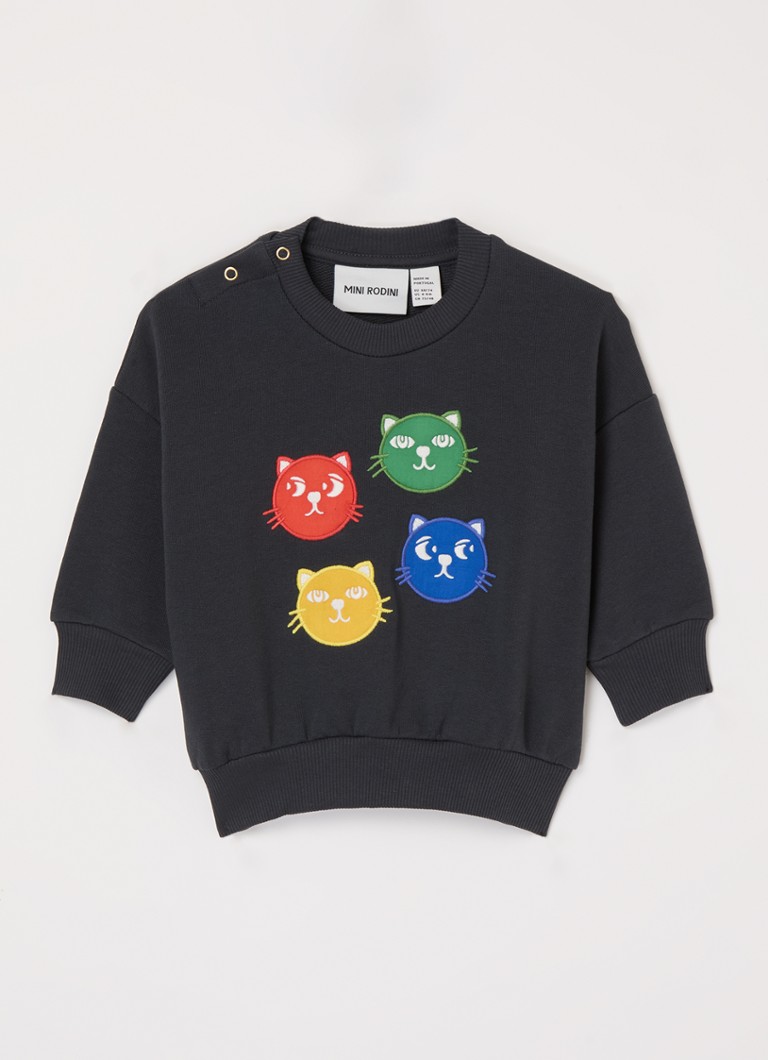 Suéter Mini Rodini Cool Cats feito de algodão orgânico