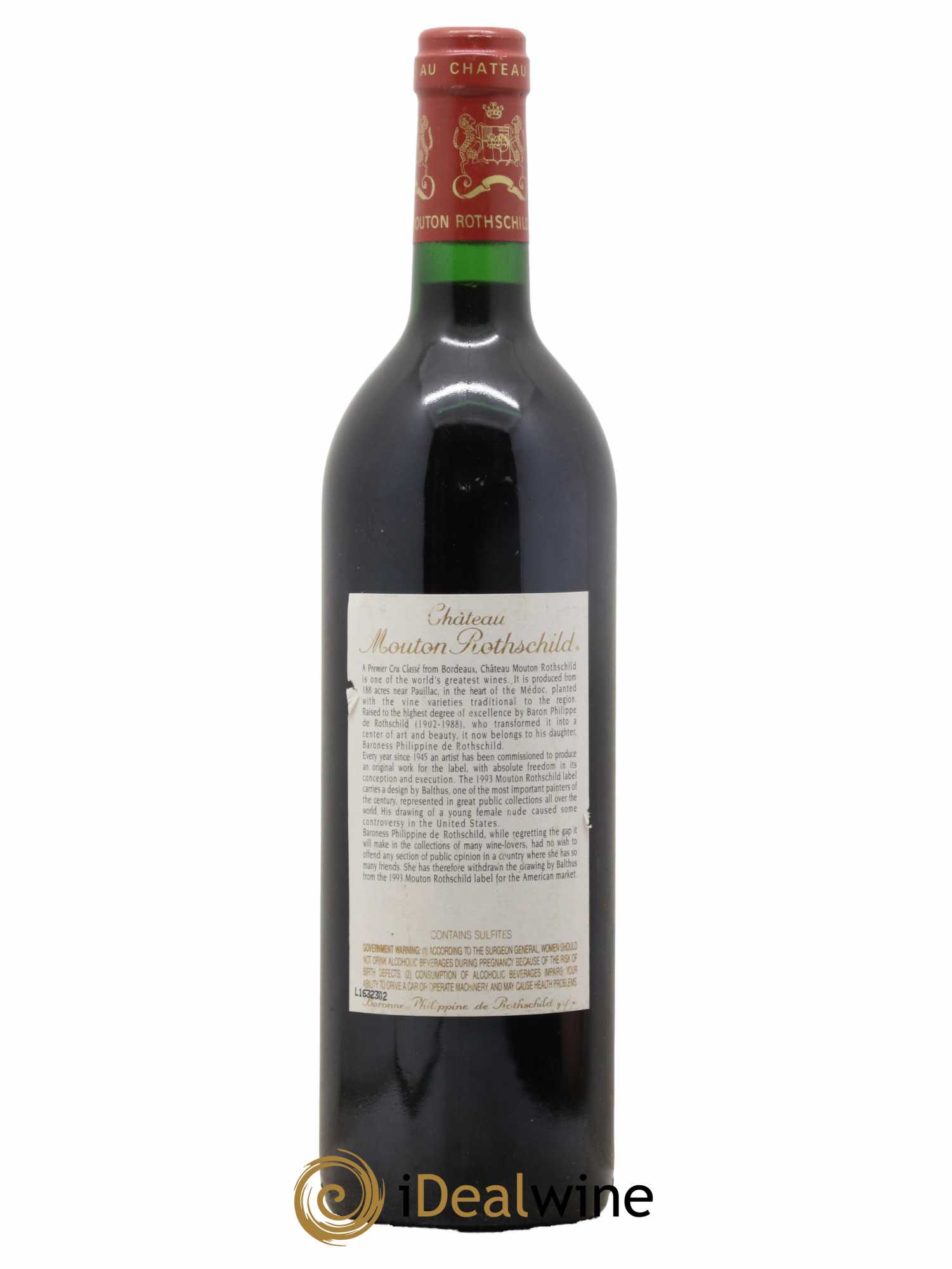 Château Mouton Rothschild 1er Grand Cru Classé  1993 - Lot de 1 Bouteille