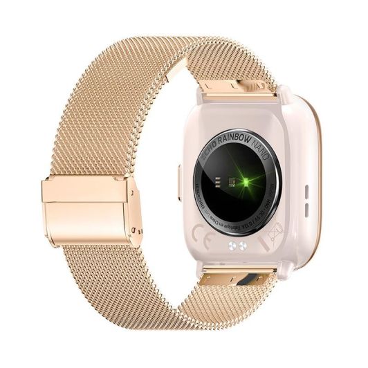 Smartwatch ECHO Rainbow Nano – w zestawie 2 paski (różowy silikon, złoty metal)