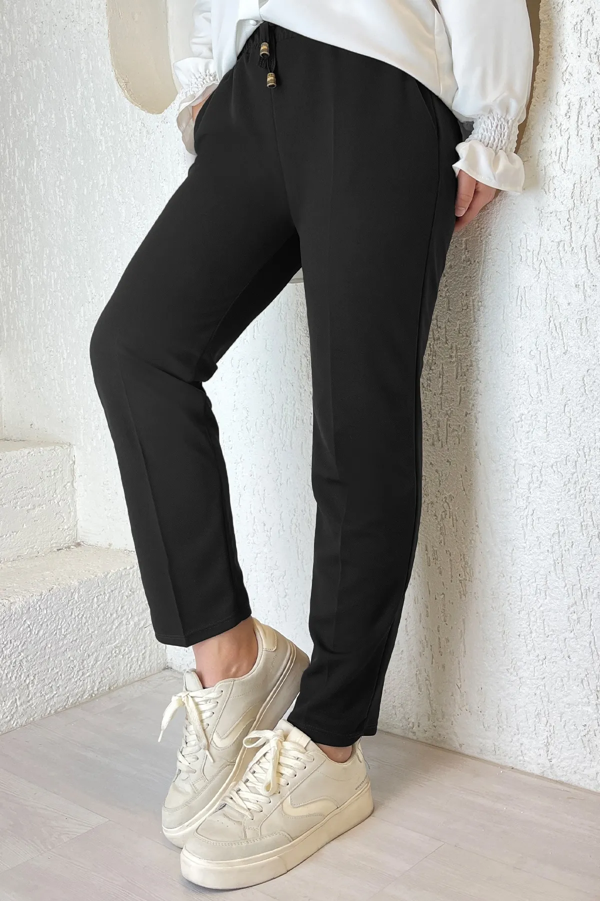 InStyle  Lycra-Hose aus doppeltem Stoff mit elastischem Bund – Schwarz