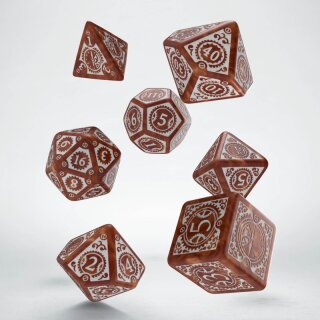 Steampunk Clockwork Caramel & white Dice Set (7)