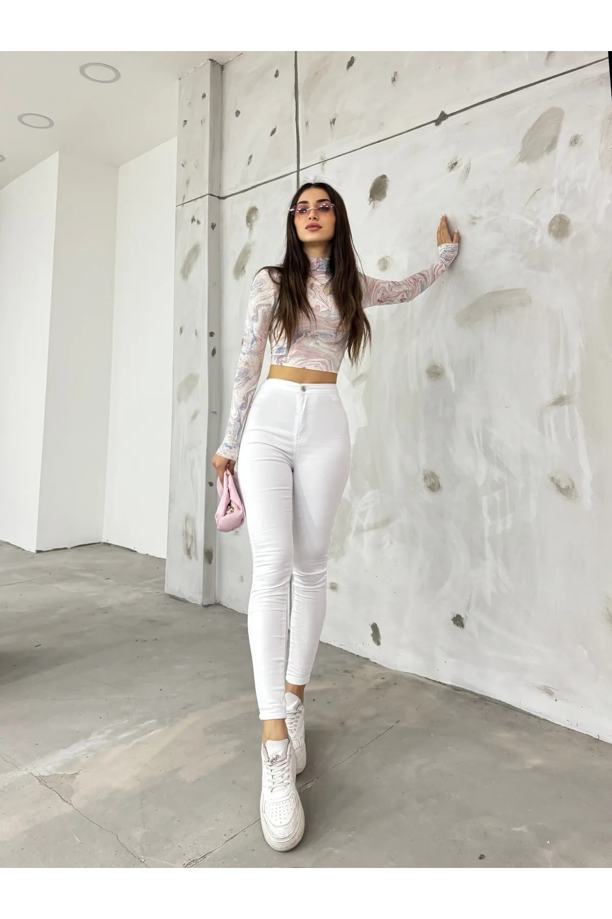 BİKELİFE  Weiße Lycra-Leggings für Damen