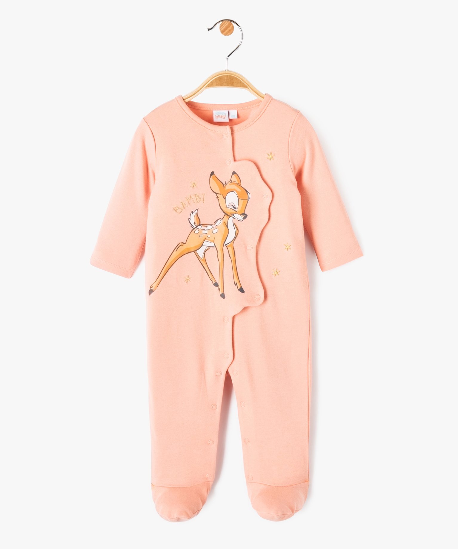 Pyjama dors-bien ouvert devant avec motif Bambi bébé fille... rose | GEMO