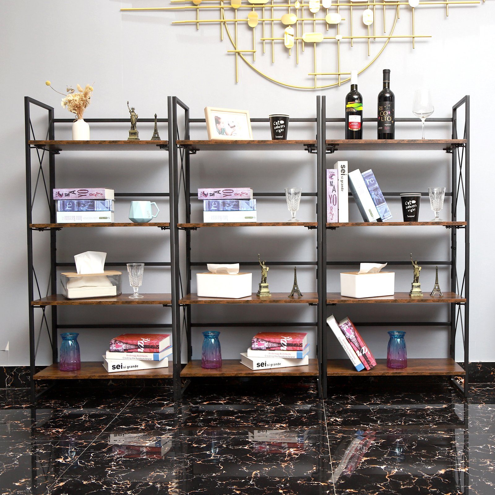 KAHOO Bücherregal Faltbares Standregal, 60x28x125cm, Lagerregal bis 52kg