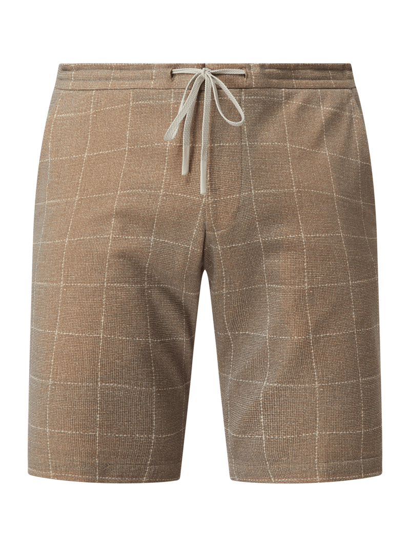 Chino-Shorts mit Gitterkaros in beige