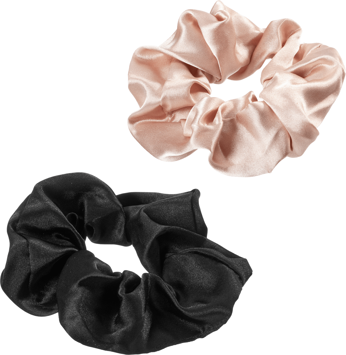 Scrunchies Satin-Optik rosé & schwarz, 2 St