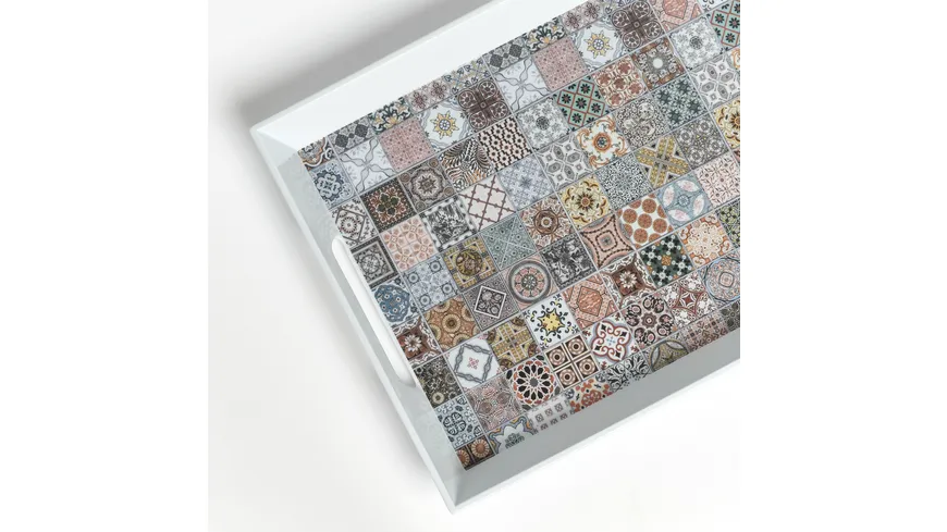 zeller Tablett Mosaik 50x35cm weiss, dekor