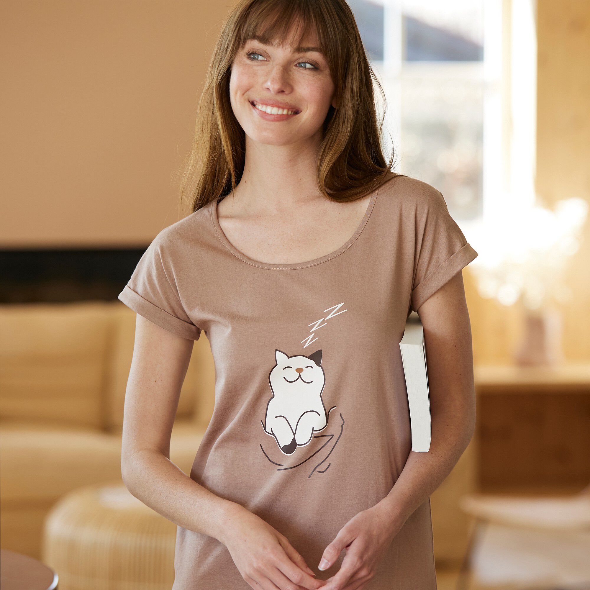 Chemise de nuit manches courtes motif 