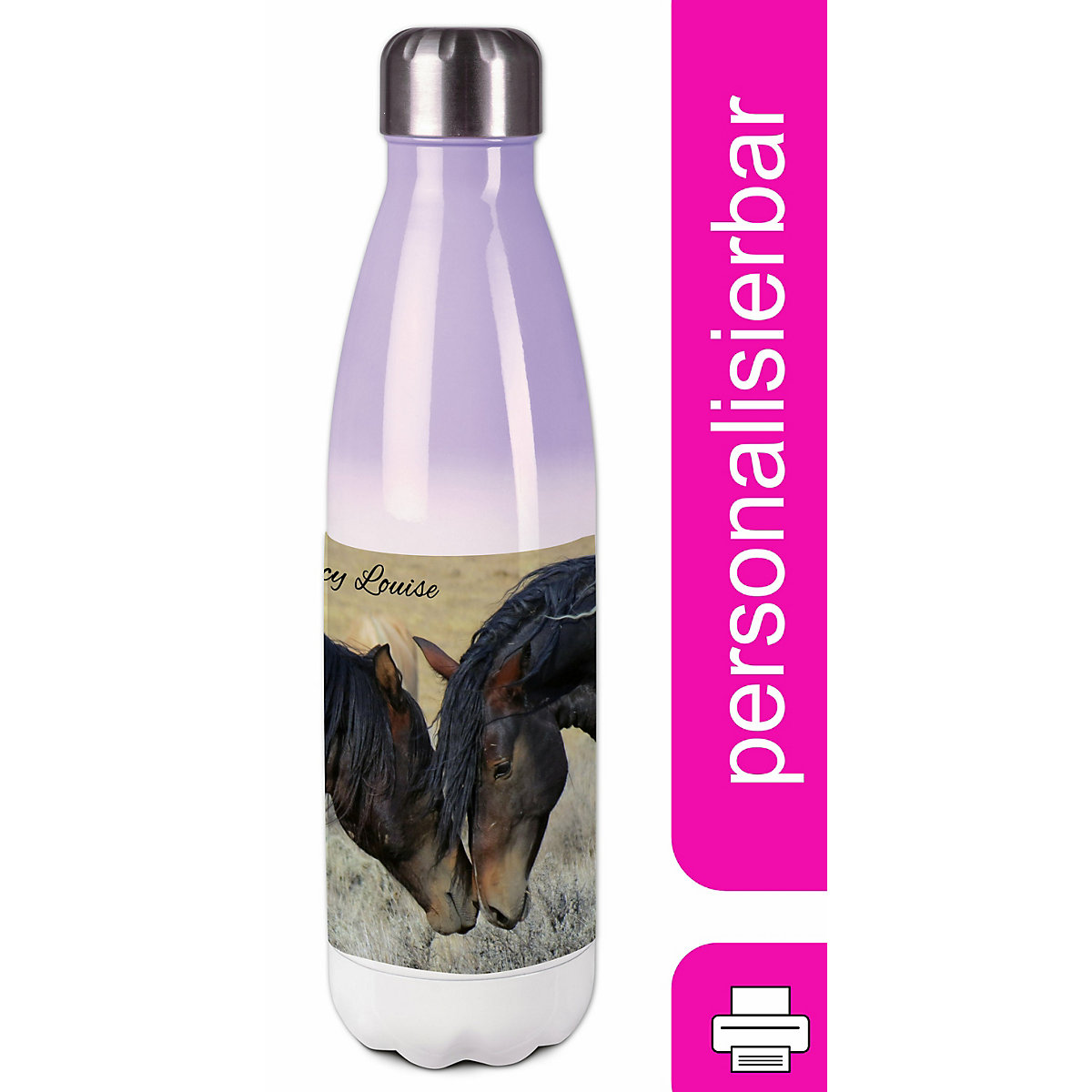 Edelstahl Kinder Thermoflasche / Trinkflasche bunt Paint Horses Spülmaschinenfest, Auslaufsicher, Bruchfest, Doppelwandig, Für Heißgetränke geeignet, Mit Deckel, Isoliert