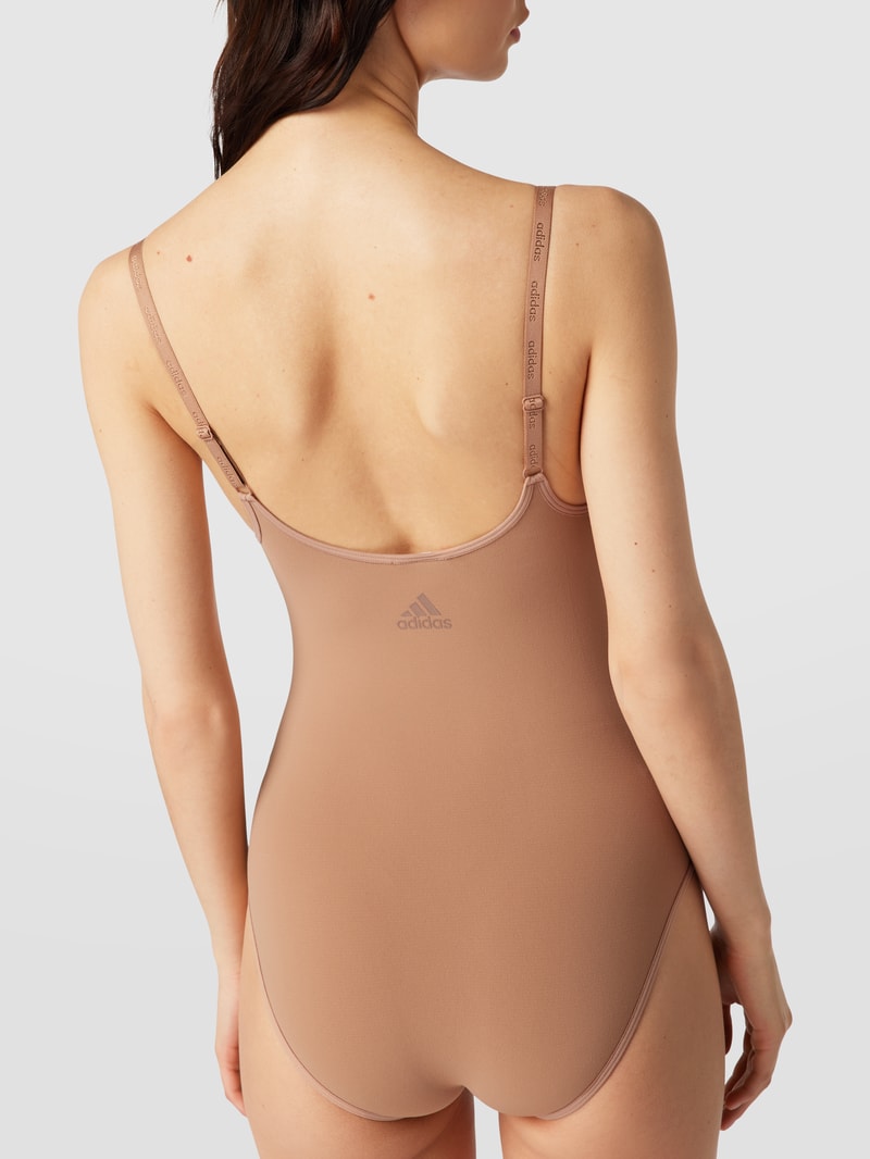 Body mit Label-Print in hellbraun