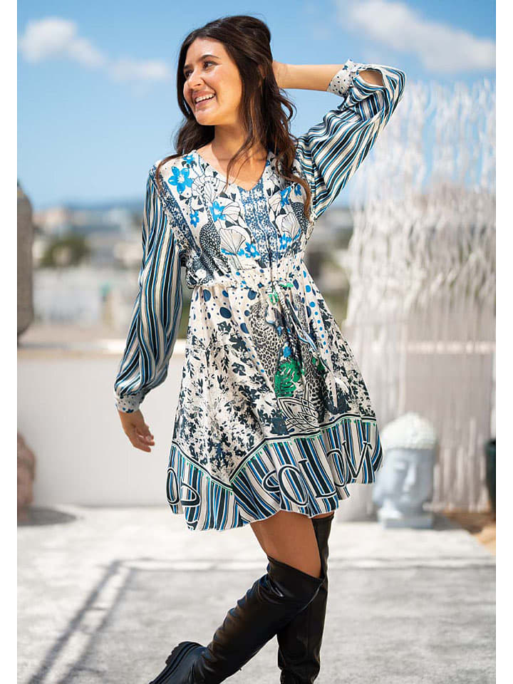 miss goodlife Kleid in Weiß/ Dunkelblau günstig kaufen