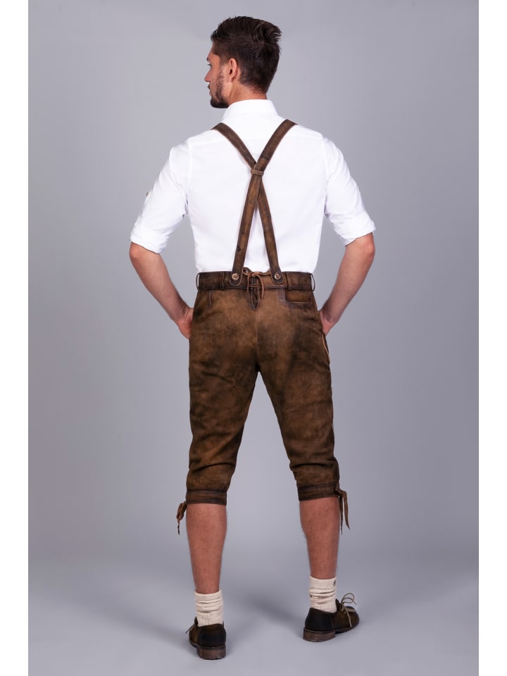 Edelnice Kniebund Wildbock Lederhose Jan in dunkelbraun günstig kaufen