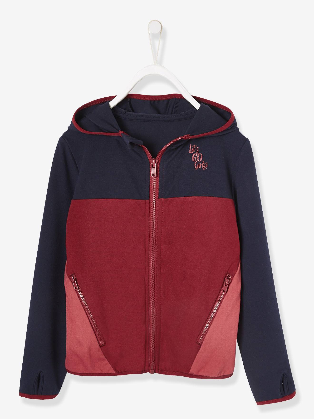 Sweat à capuche sport fille effet colorblock bleu nuit