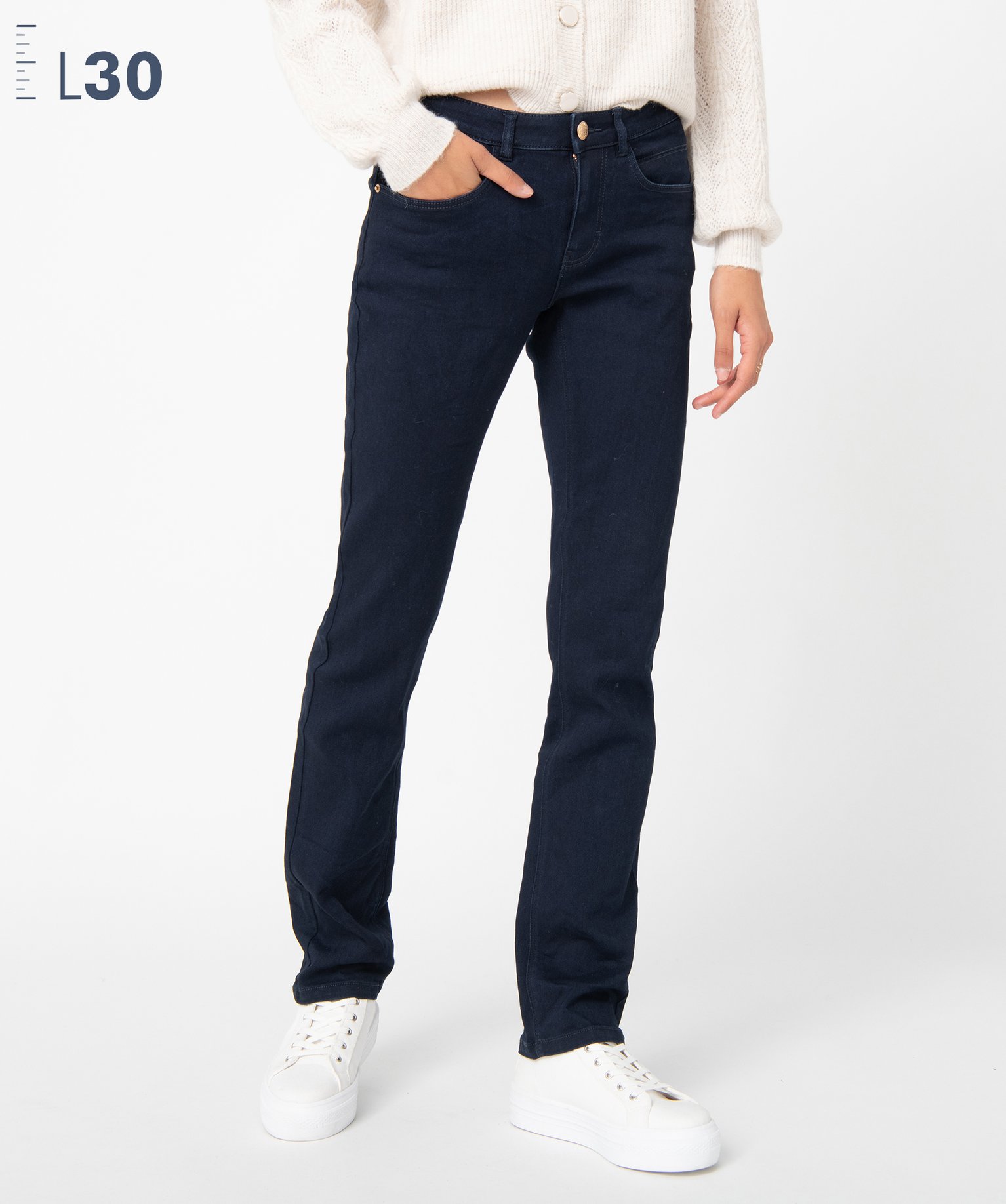 Pantalon femme coupe regular – L30 blue black | GEMO