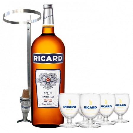 LE GALLON ET DOSEUR - PASTIS RICARD + 6 VERRES BALLON