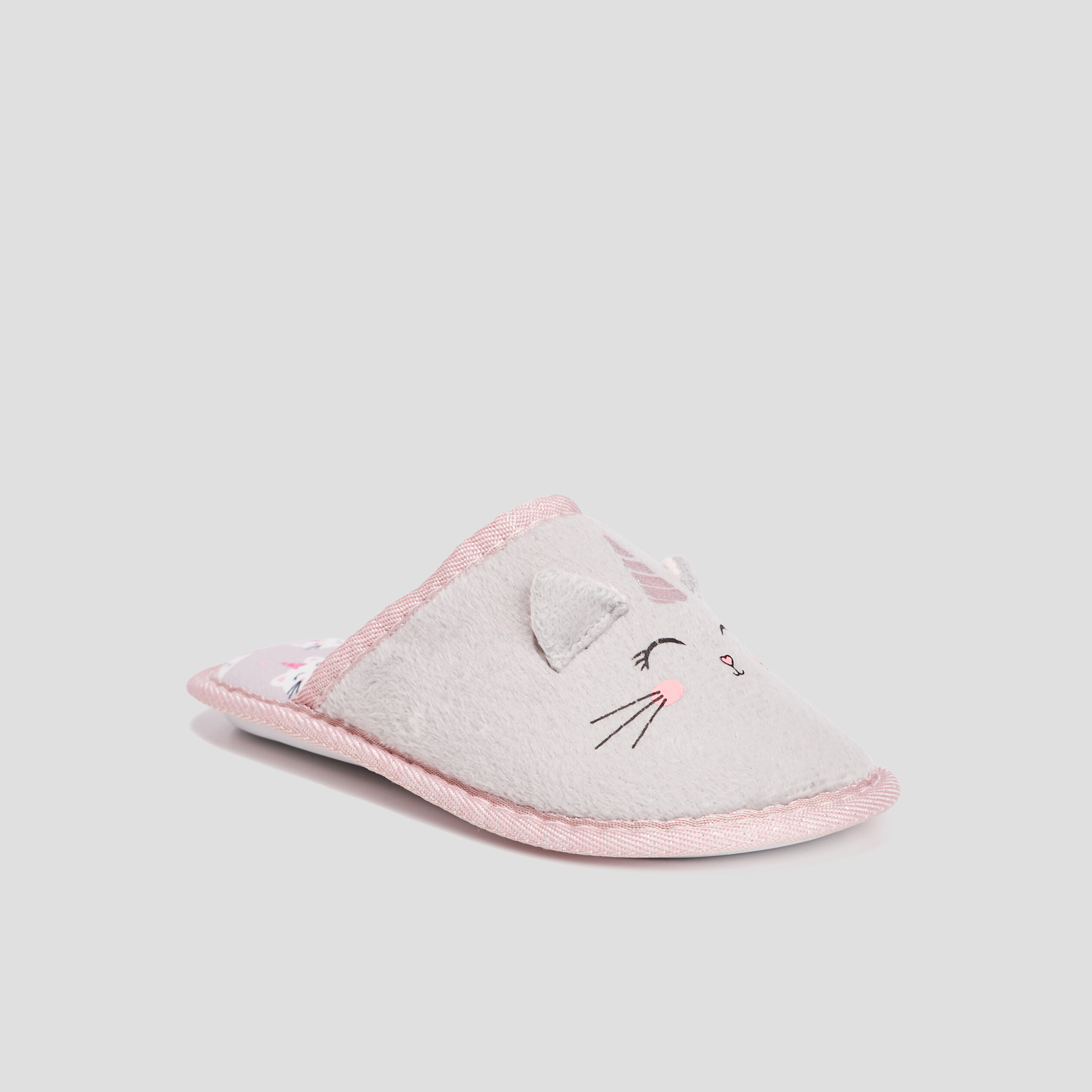 Chaussons mules chat gris fille | La Halle