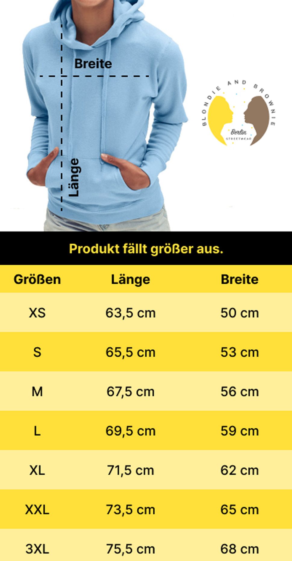 Blondie & Brownie Hoodie Damen Glücksbärchis Care Bears Hab-Dich-lieb Bärchis Wolkenland mit Kapuze