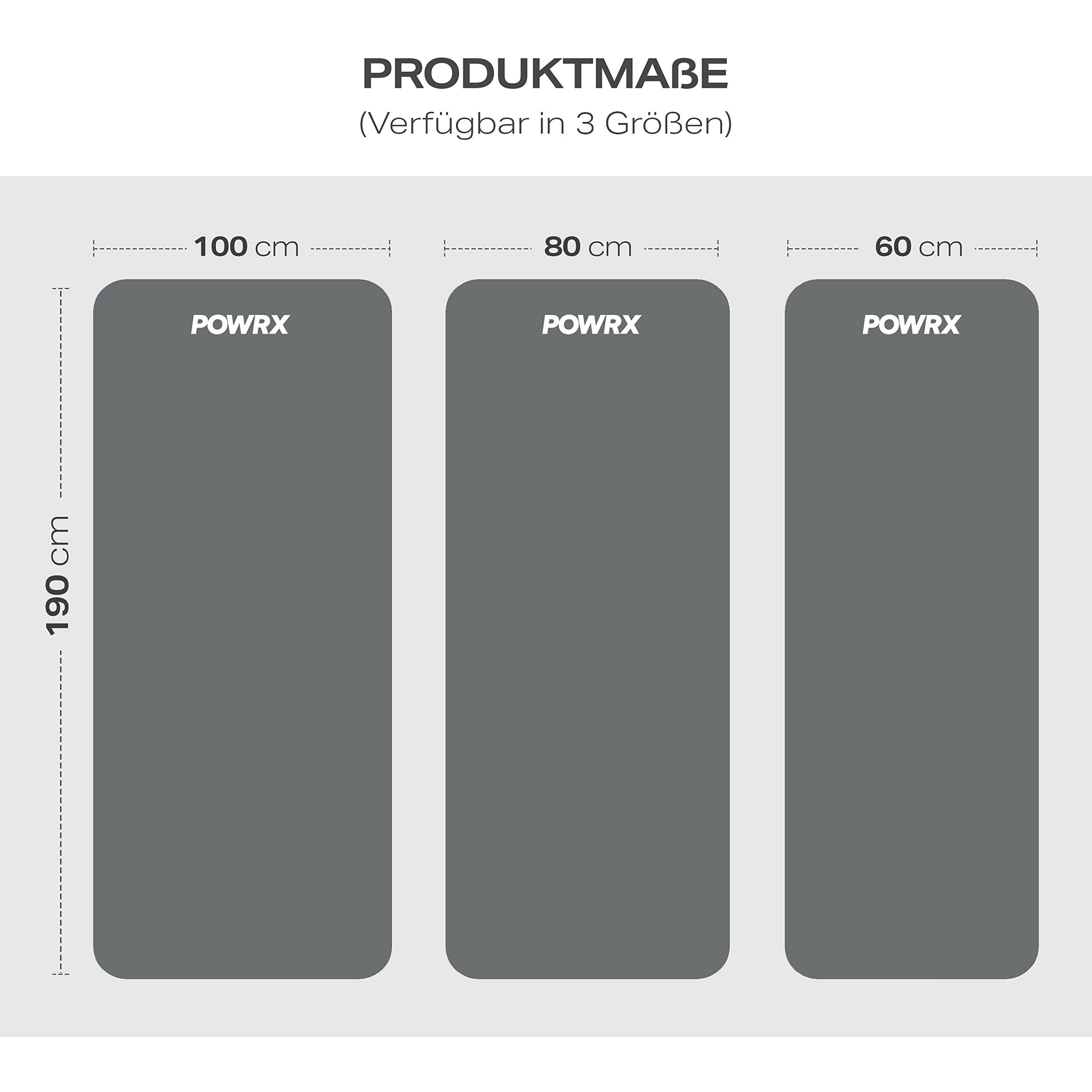 POWRX Yogamatte Gymnastik- & Yoga-Matte (Grau, 190x60cm) inkl. Trageband + Tasche, Grau 190 X 60 X 1.5 Cm