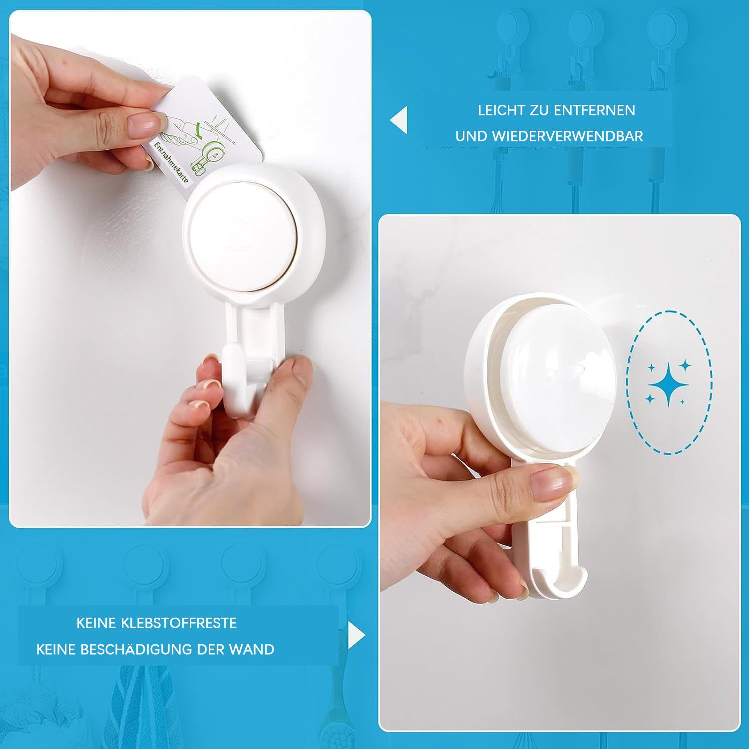 Elegear Wandhaken Saugnapf Haken 2/4/6 set, Saughaken, Saugknöpfe, Badezimmer, Küche, Schlafzimmer, (4-St), Ohne Bohren, Max 5 KG