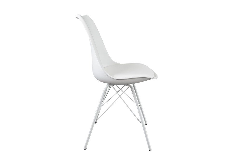 riess-ambiente Esszimmerstuhl SCANDINAVIA MEISTERSTÜCK weiß / weiß, Esszimmer · Kunstleder · Metall · Retro Design
