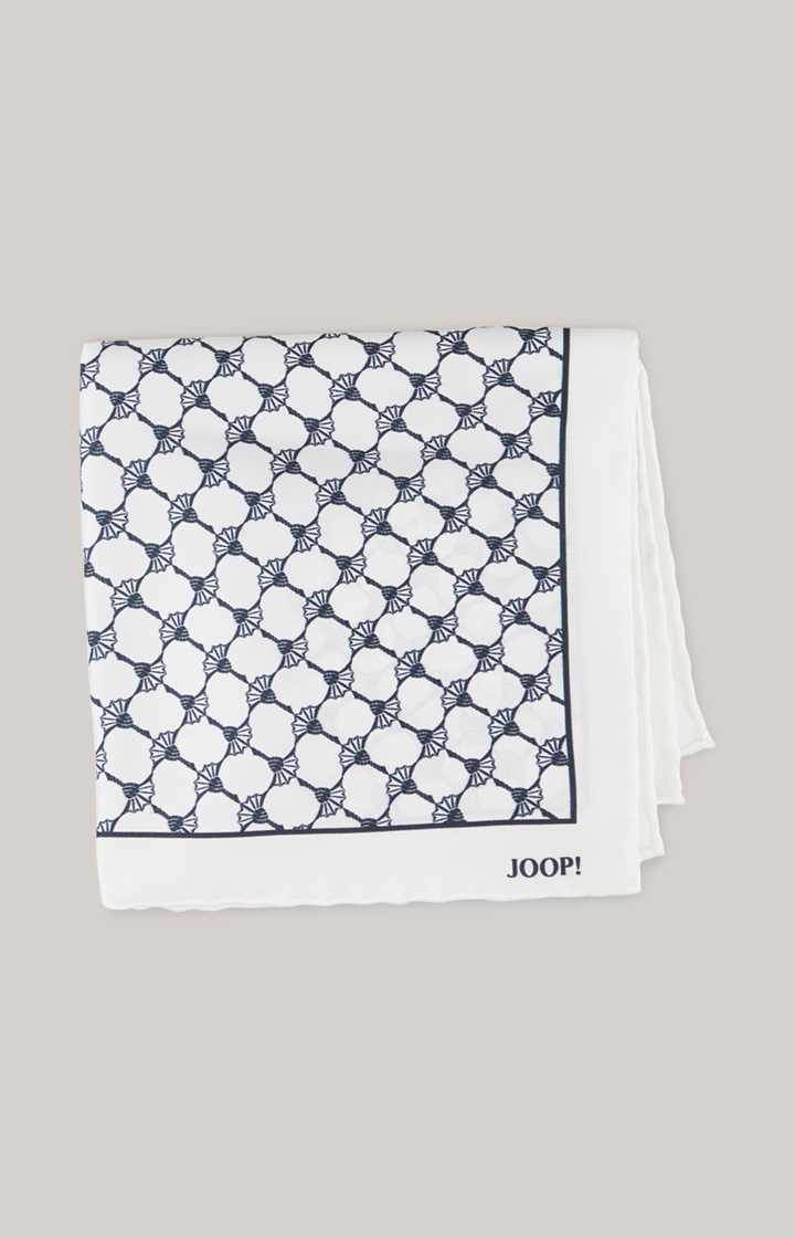 Seiden-Einstecktuch in Offwhite/Dunkelblau