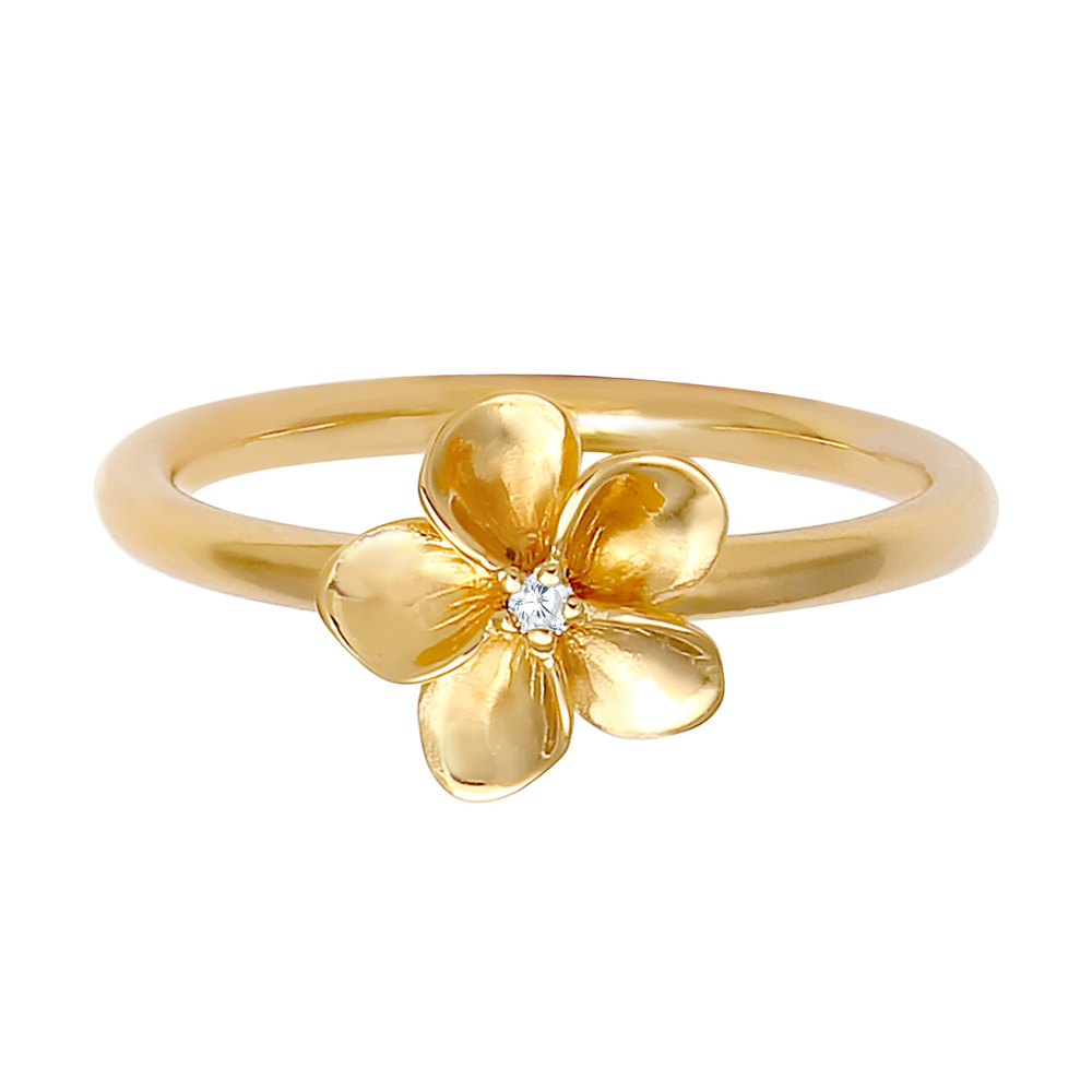 Nenalina Nenalina Bague Dames portant une fleur de frangipanier avec des cristaux de zirco Bague