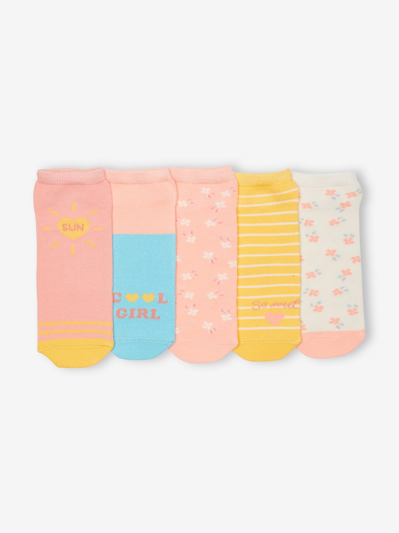 Lot de 5 paires de soquettes fille jaune