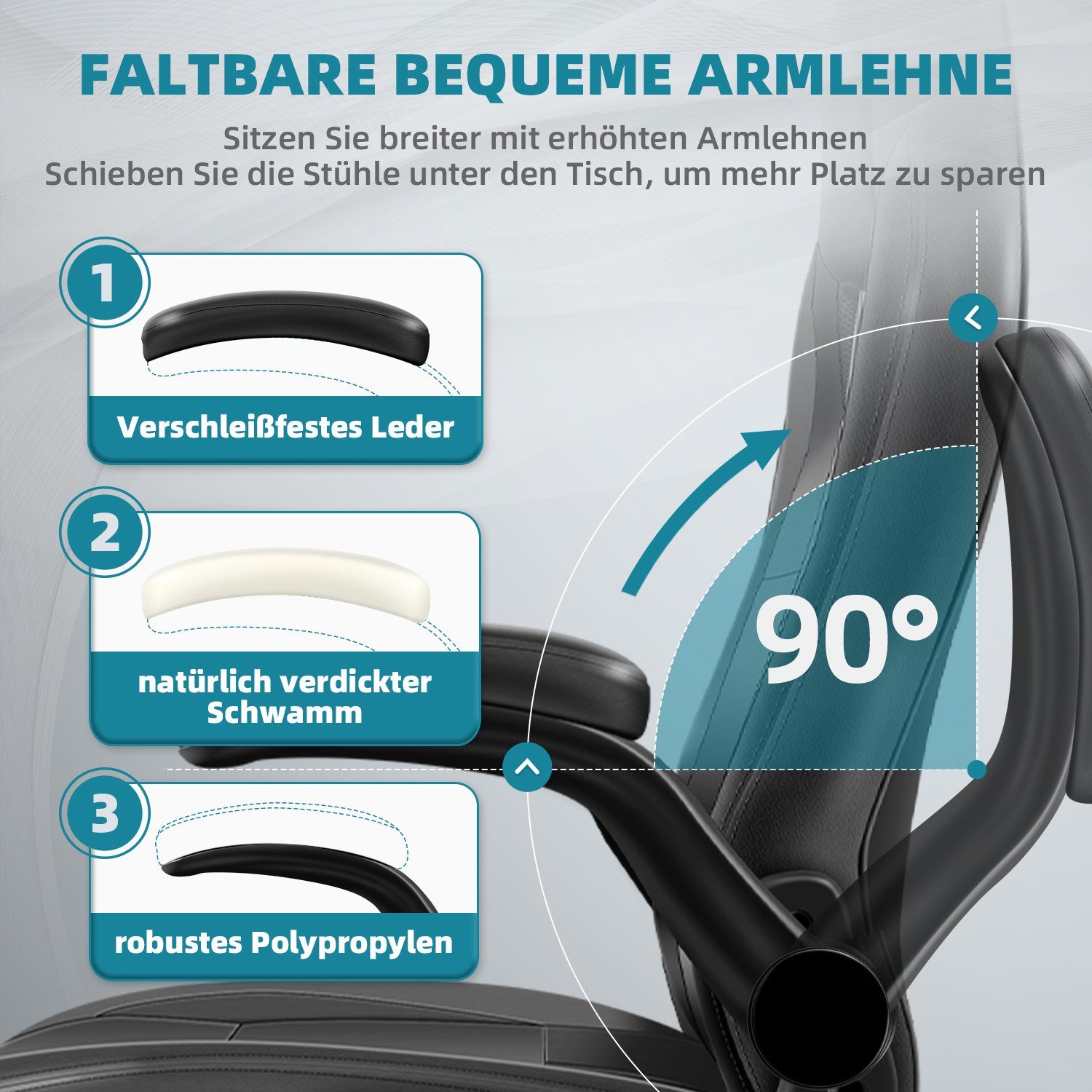 Aiidoits Gaming-Stuhl Bürostuhl, Gaming Stuhl, Chefsessel Gaming Sessel Computerstuhl (Packung), 90° klappbare Armlehne