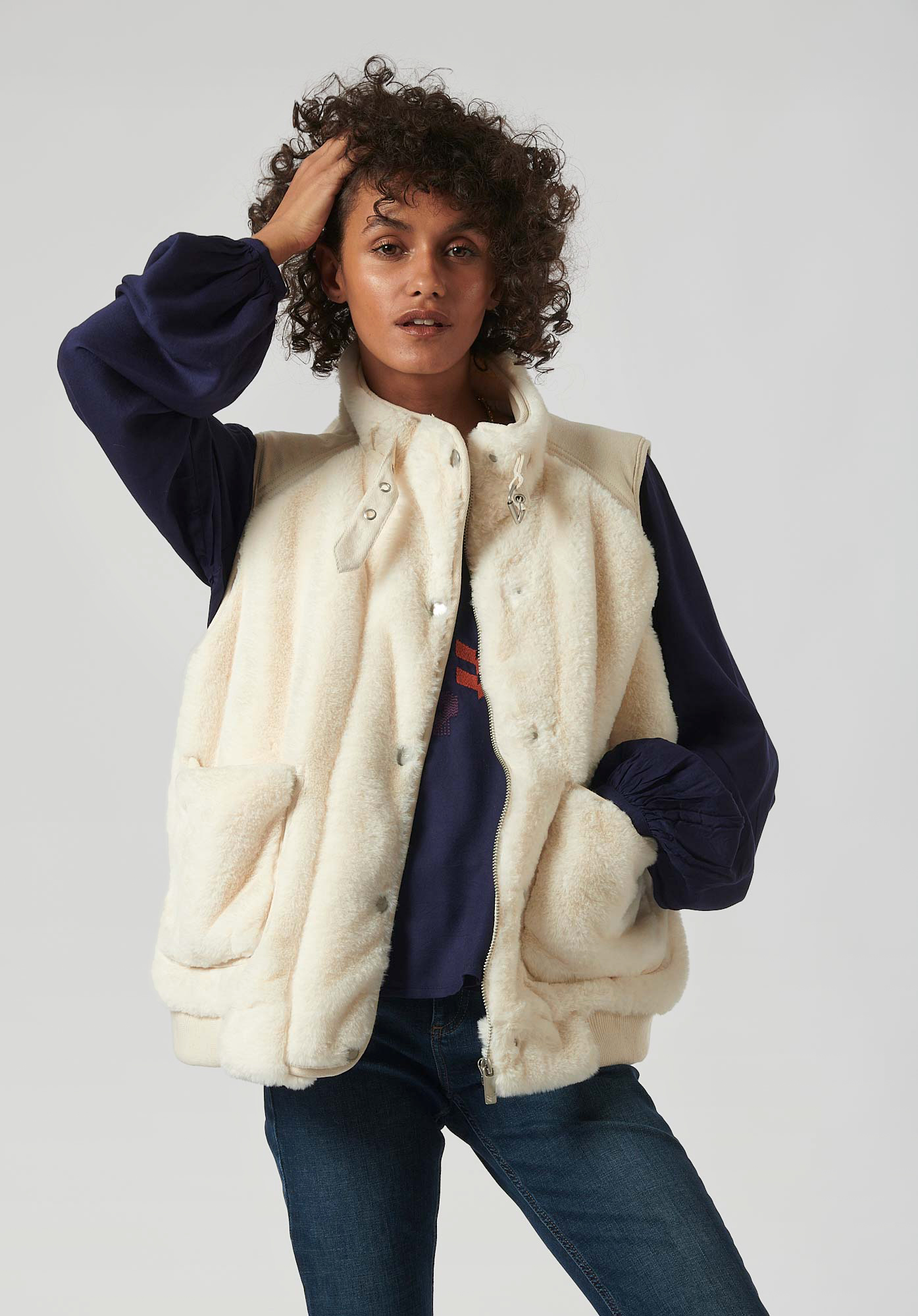 PECHE  Veste sans manches écru femme