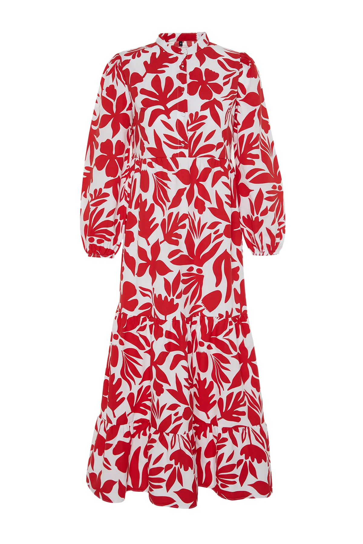 Trendyol Modest  Halbpatchwork-Kleid aus Baumwollgewebe mit Kachelmuster und weiter Passform TCTSS23EB00222