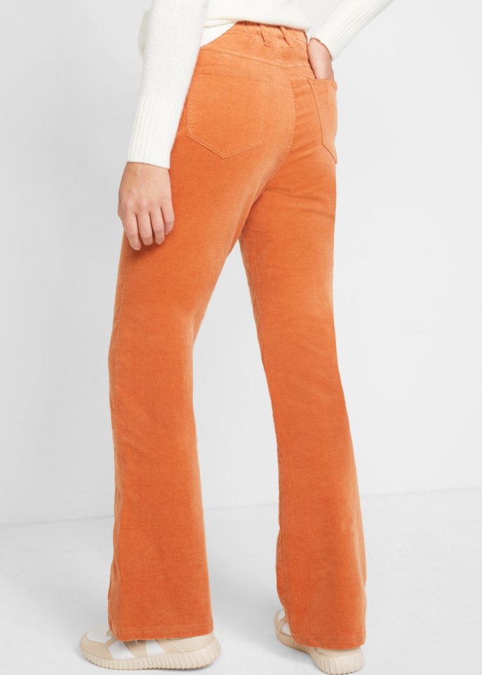 Stretch-Cord-Schlaghose mit High-Waist-Bequembund