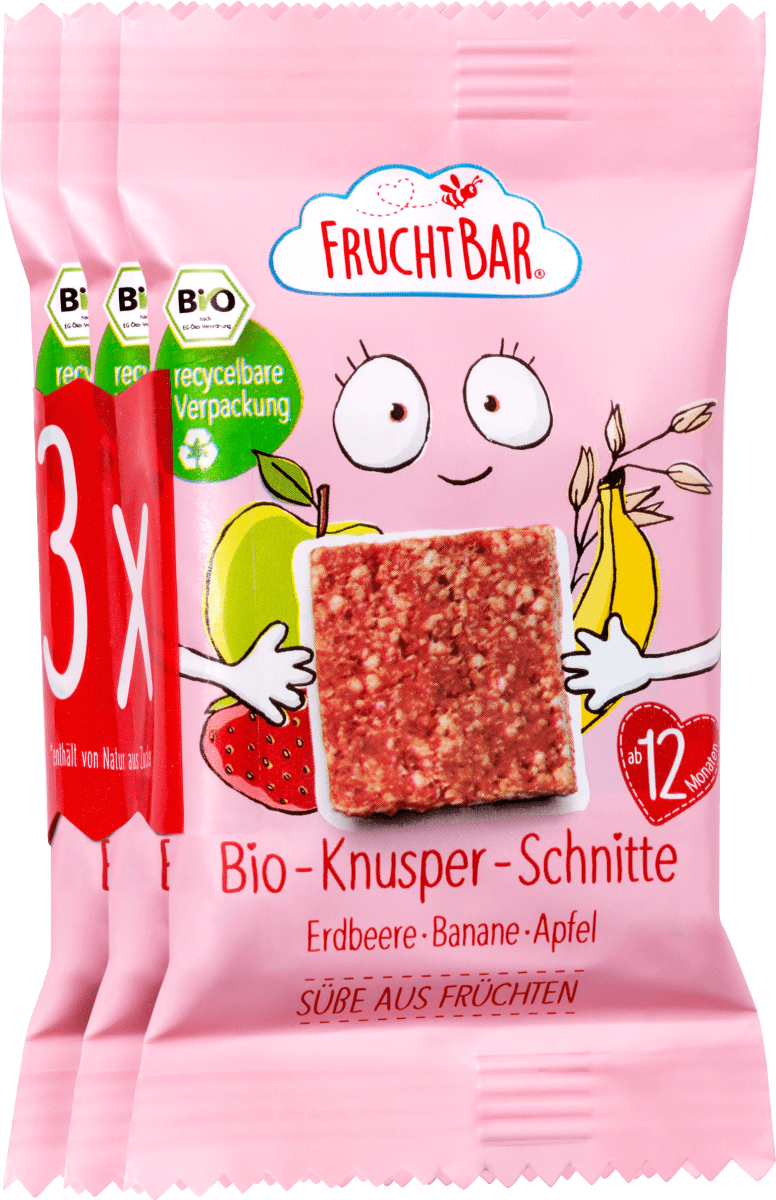 Kindersnack Knusper-Schnitte Erdbeere-Banane, ab 1 Jahr (3x23 g), 69 g