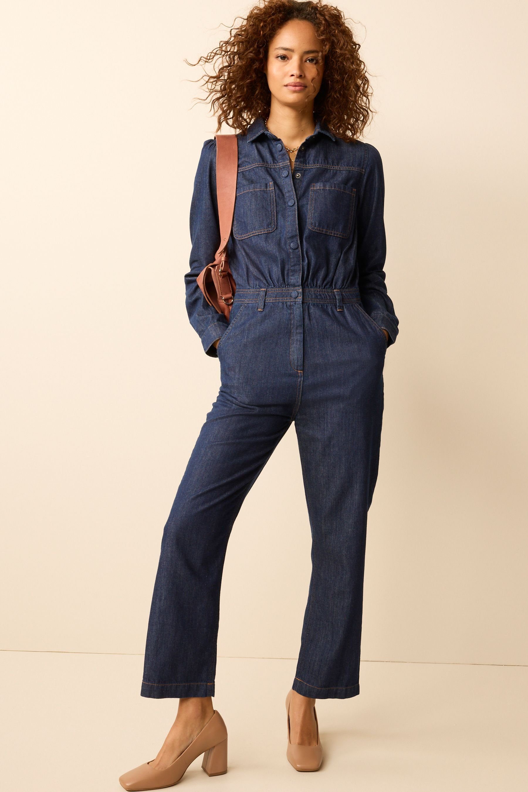 Next Jumpsuit Denim-Overall mit durchgehender Knopfleiste (1-tlg)