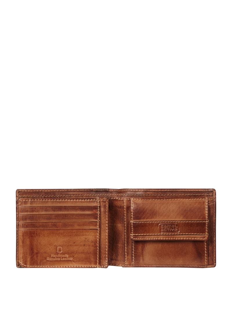 Portemonnaie aus Leder im Retro-Look in mittelbraun