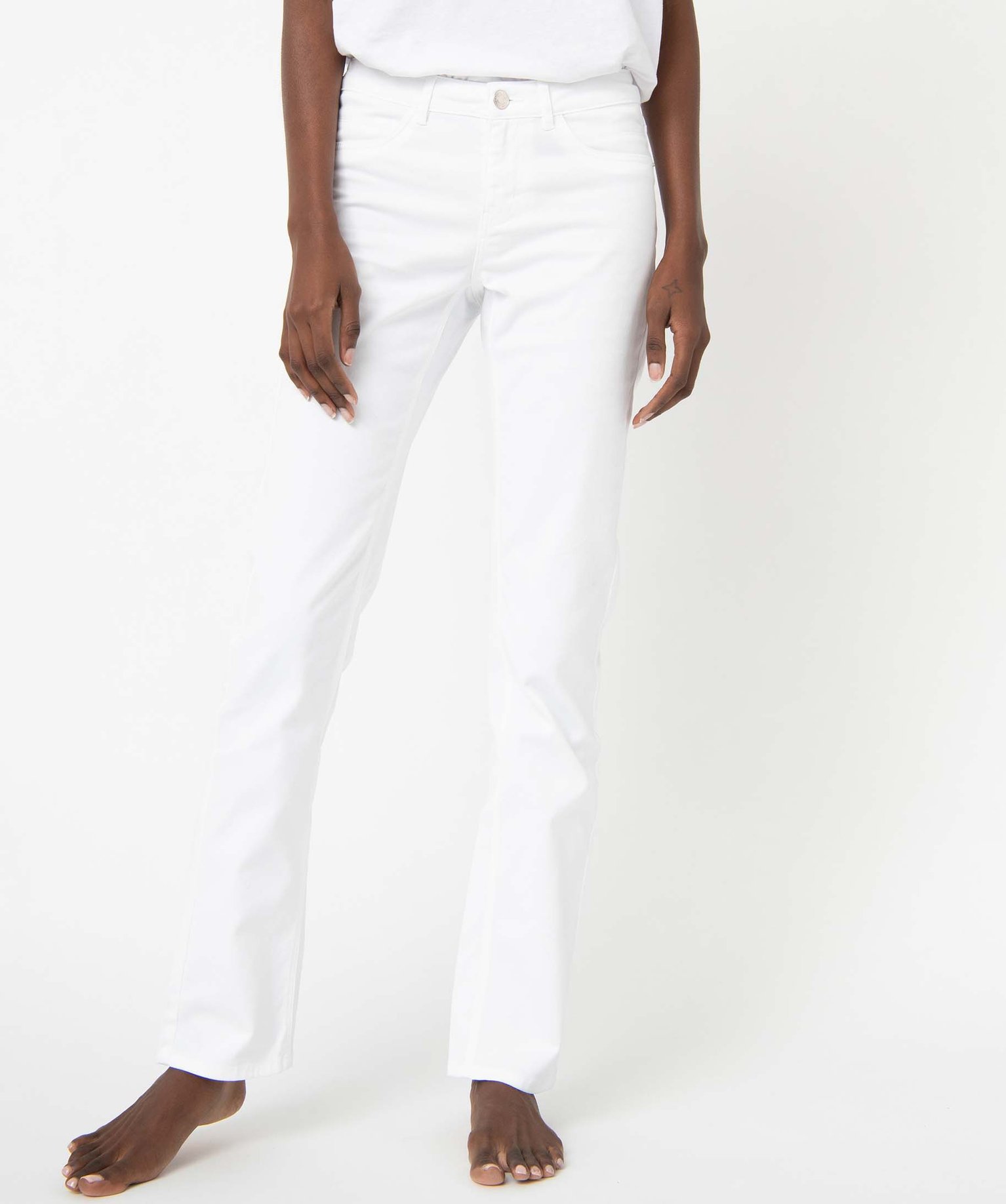 Jean femme coupe Regular L30 blanc | GEMO