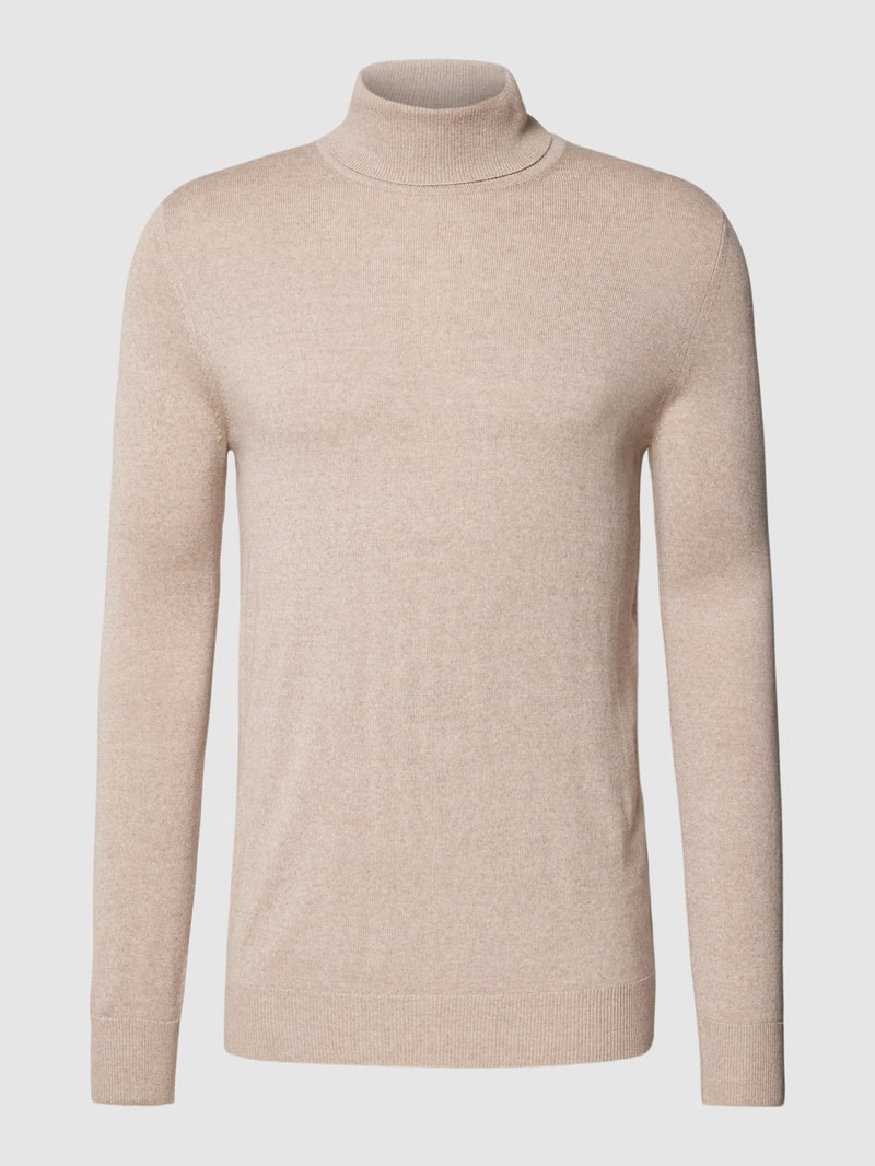 Pullover mit Stehkragen in sand meliert