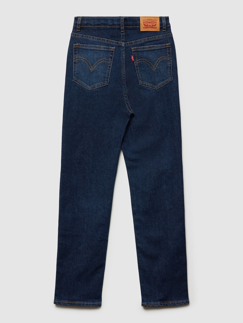 High Rise Slim Fit Jeans mit Kontrastnähten in blau
