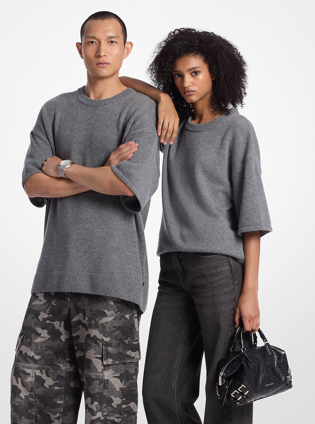 Wool and Cashmere Blend Short-Sleeve Sweater - ASH