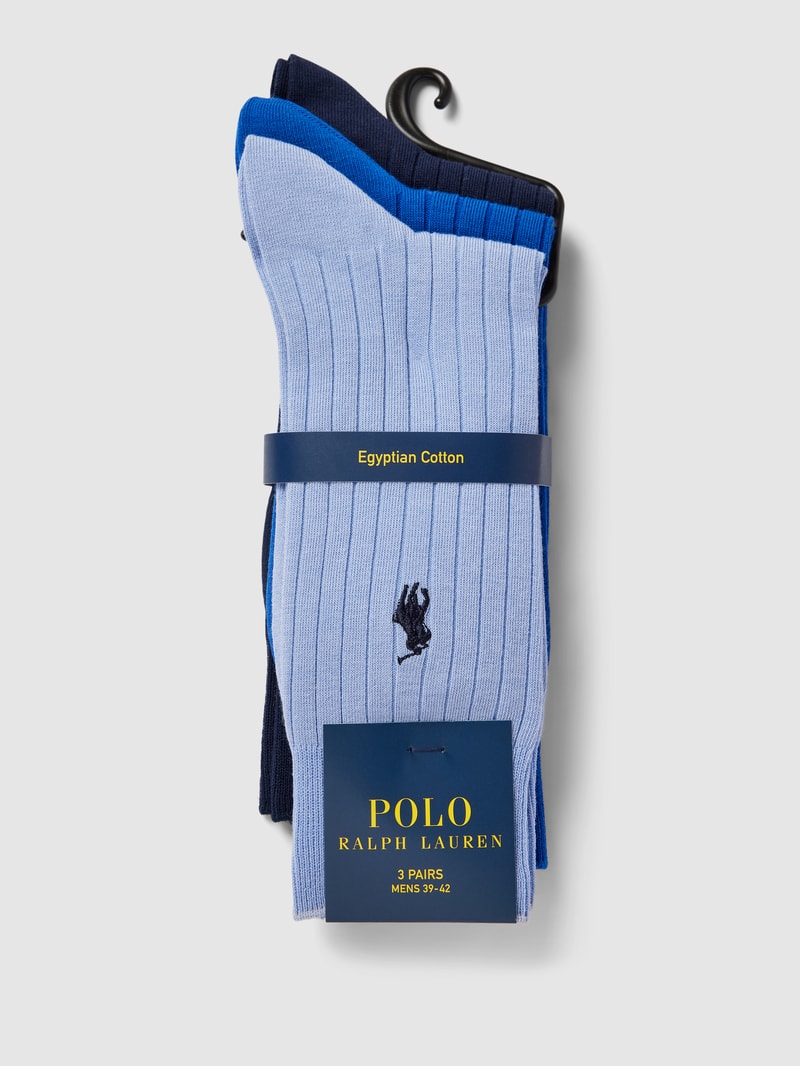 Socken mit Label-Stitching im 3er-Pack in blau