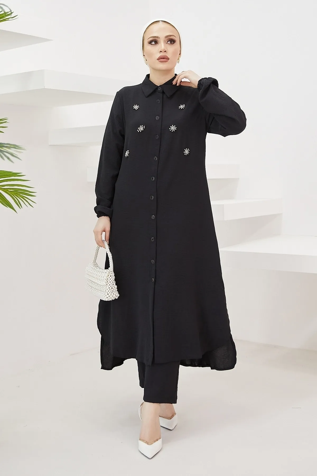 InStyle  Perlenbestickter Ayrobin-Doppelanzug – Schwarz