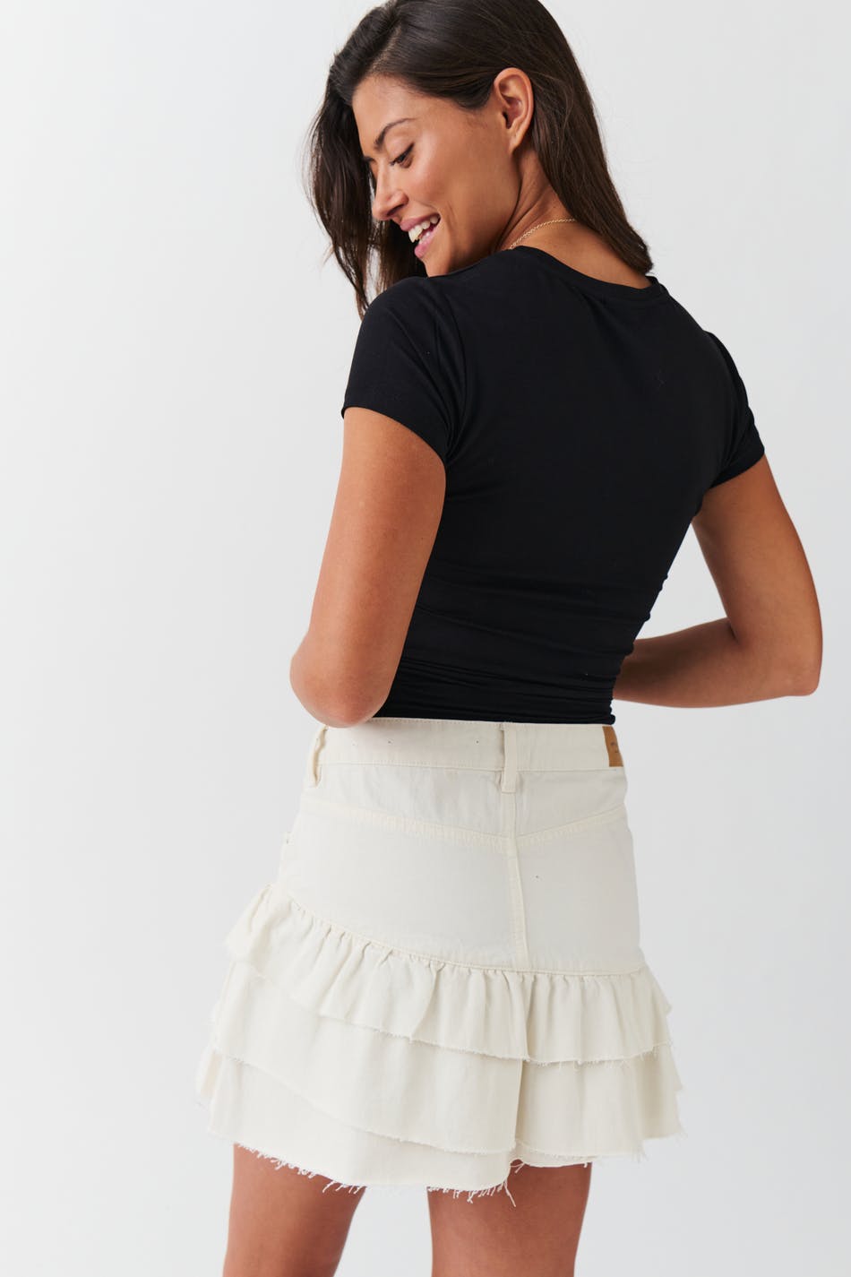 Frill denim skirt