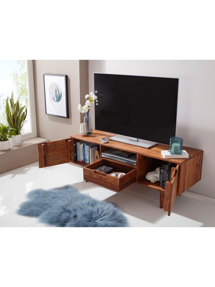 KADIMA DESIGN HiFi Lowboard Massivholz Landhaus TV Kommode 135x51x45cm, günstig kaufen onesize