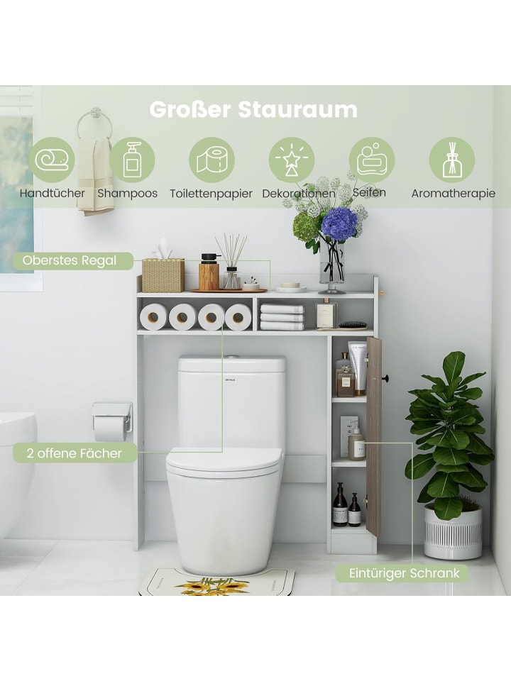 COSTWAY Toilettenschrank Holz in Weiß günstig kaufen onesize